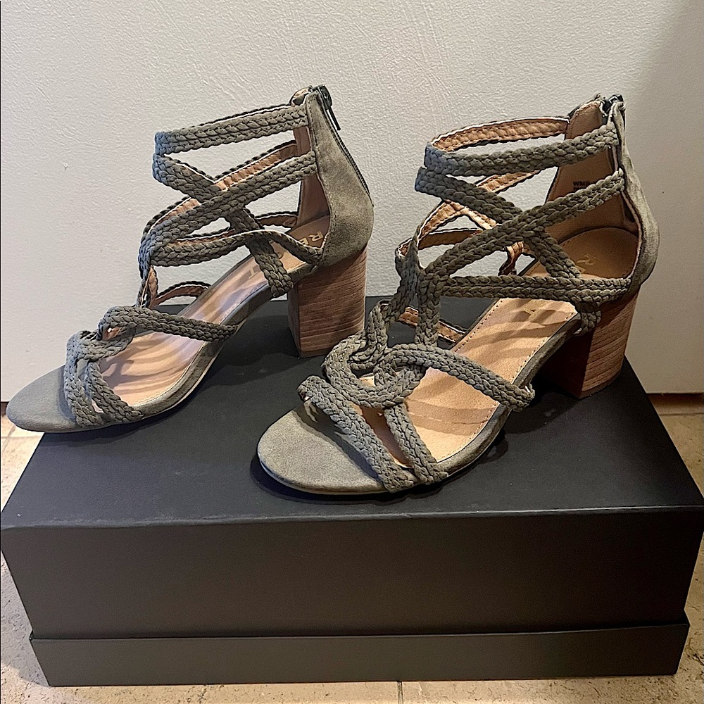 Report Olive Green Suede Block Heels